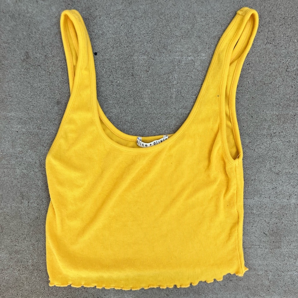 Alice and Olivia yellow tank crop top
